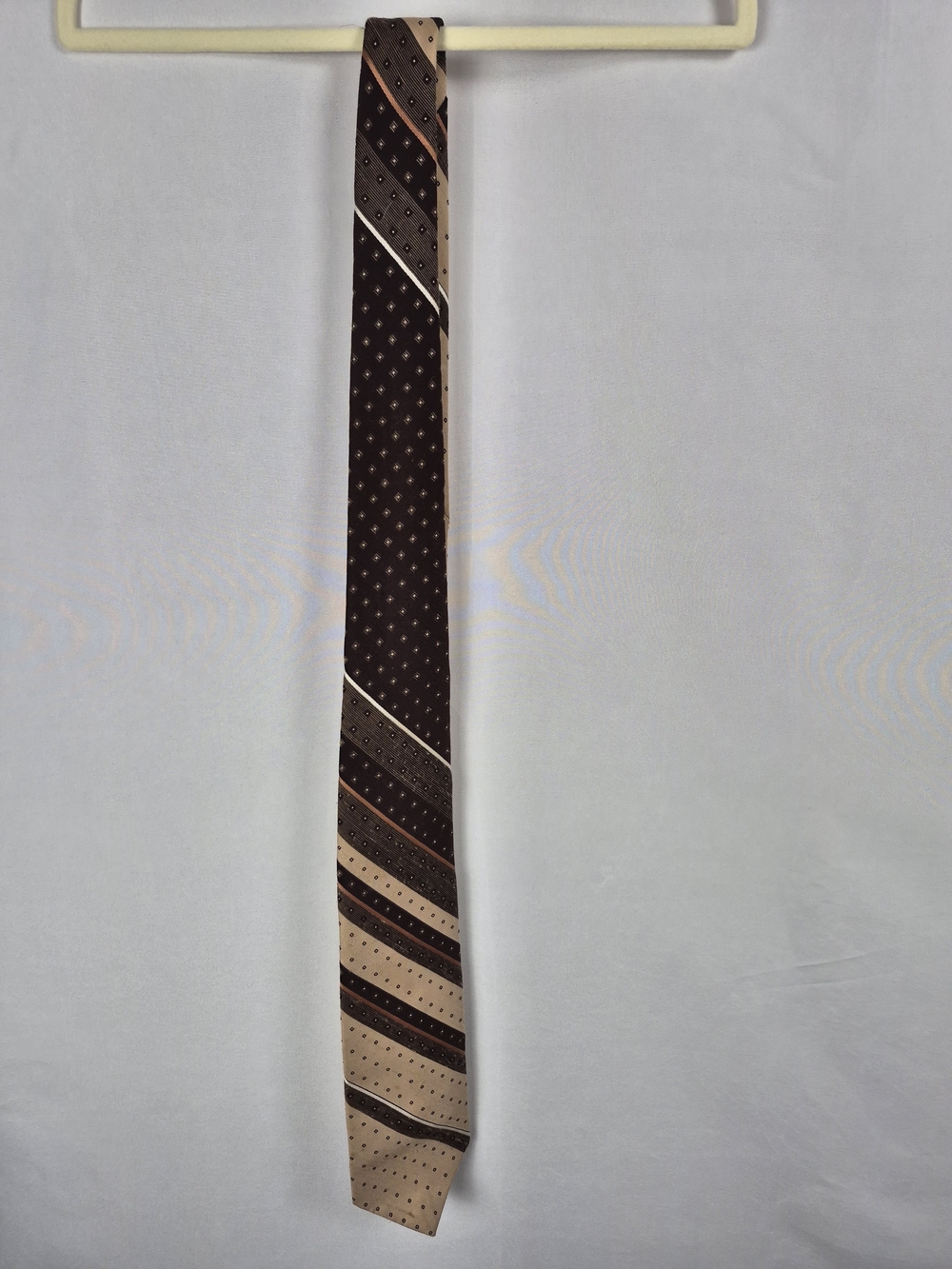 VTG 1970s Jean Claude Vidal Men's Brown and Beige Striped Necktie